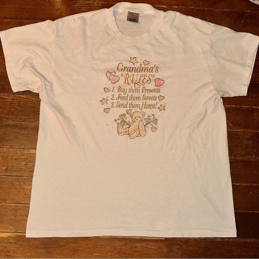 Vintage XL Grandma’s Rules Single Stitch White Shirt